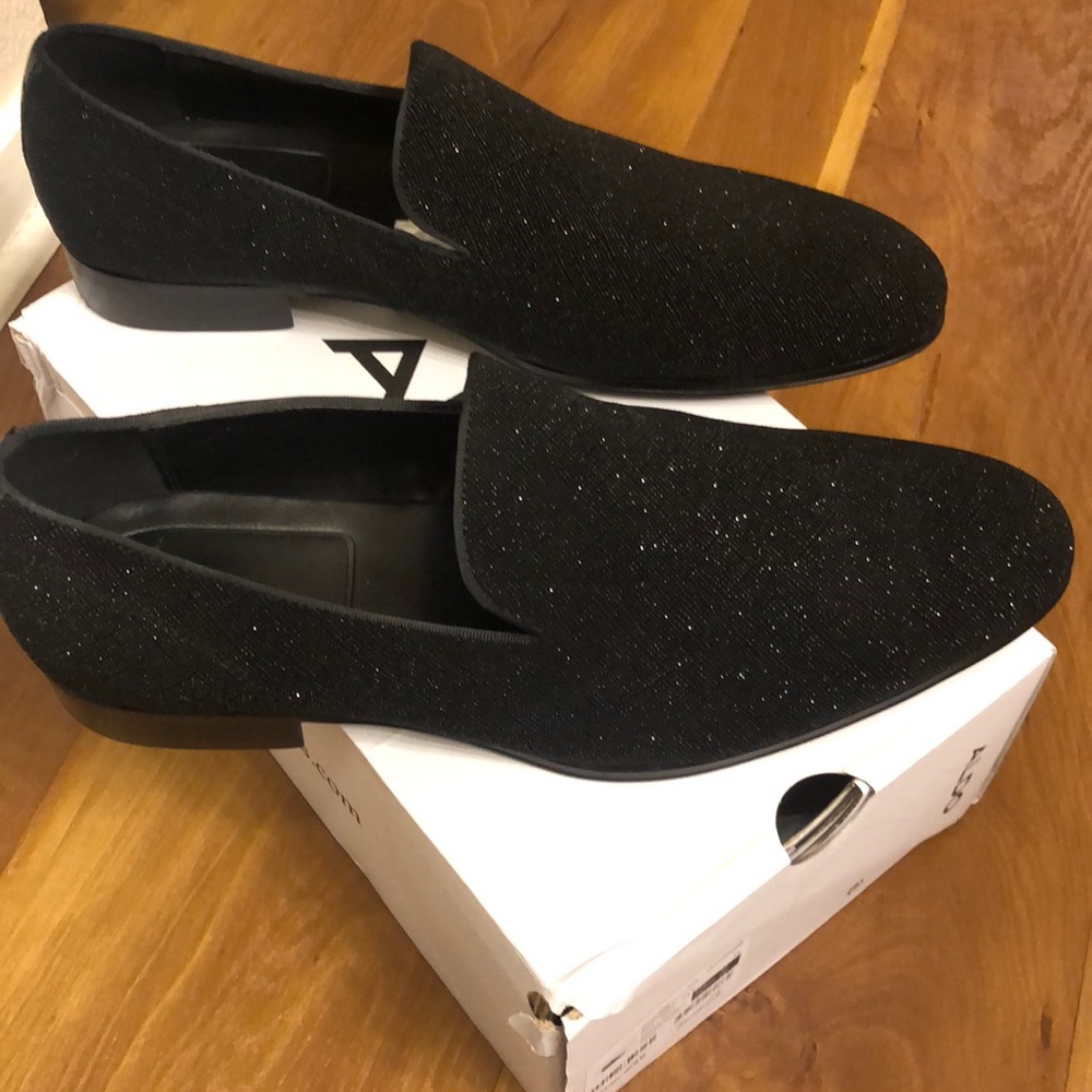 Black glitter loafers